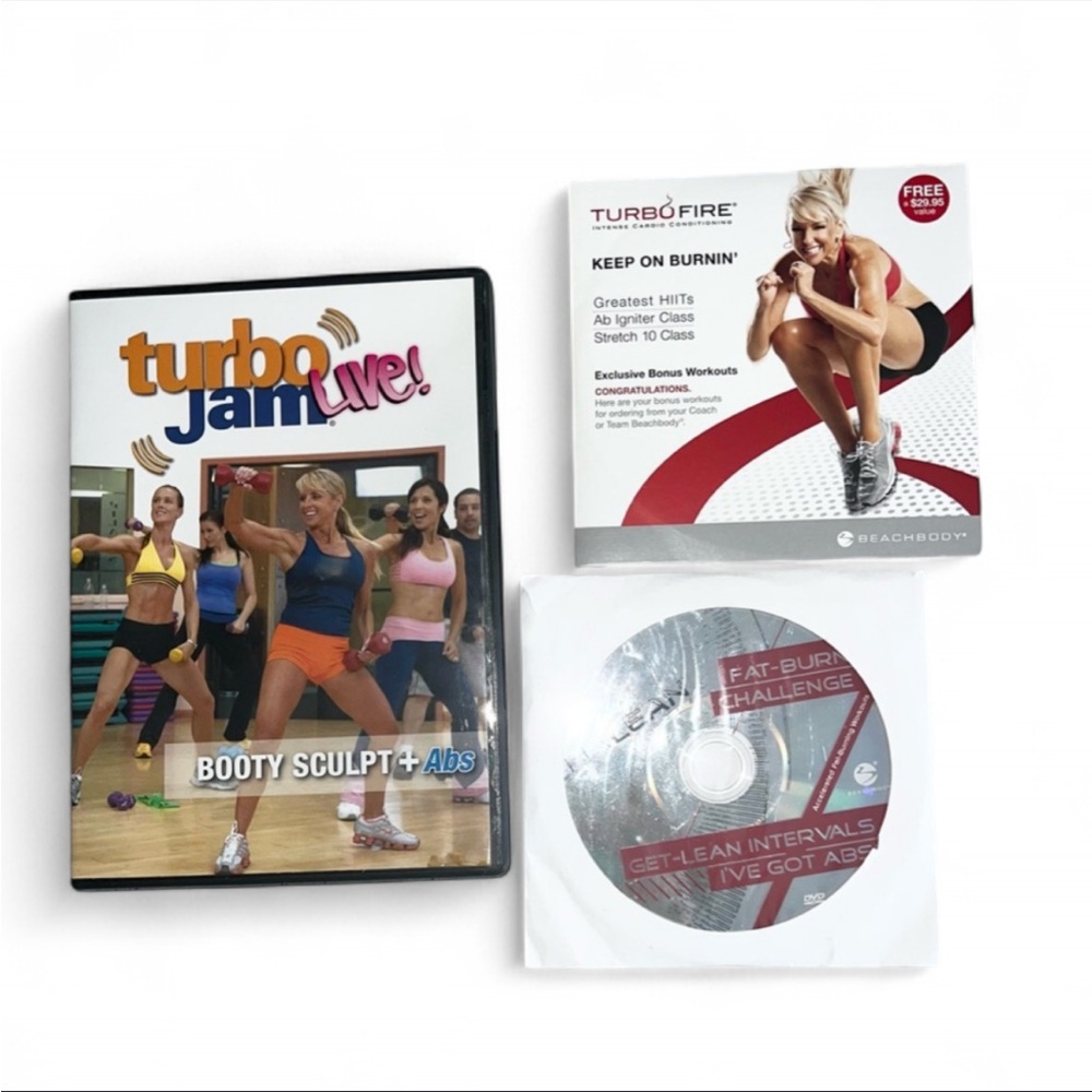 Beachbody Turbo Jam and TurboFire and Fat Burn Challenge DVD Set